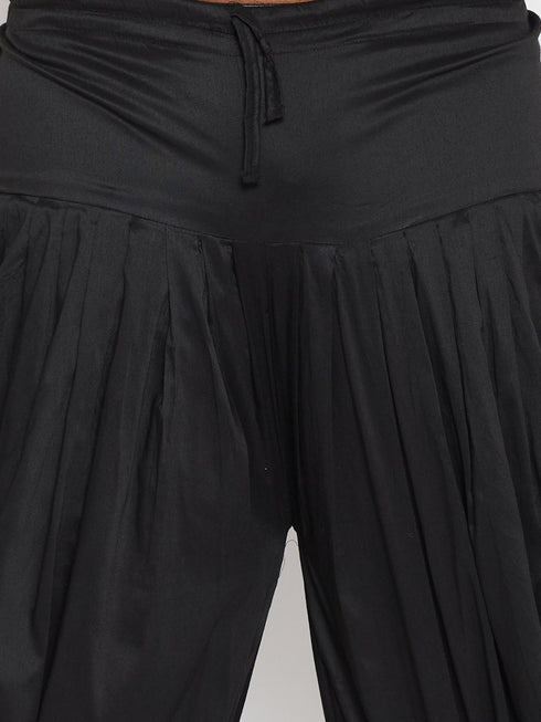 Vastramay Men's Plus Size Maroon Silk Blend Curved Kurta Dhoti Set